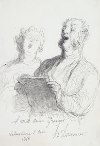 Dwóch śpiewaków; Dwóch śpiewaków, 1868 autorstwa Honoré Daumier