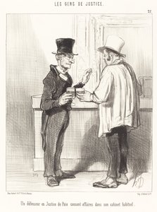 Obrońca... rozmawiający... w swoim zwykłym biurze autorstwa Honoré Daumier