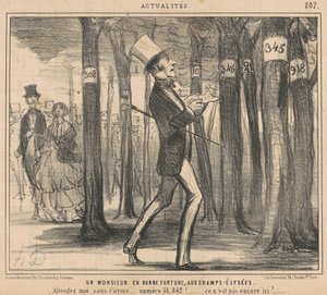 Dżentelmen na szczęście na Polach Elizejskich autorstwa Honoré Daumier