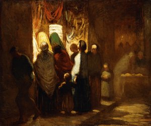 Zakupy w oknie autorstwa Honoré Daumier