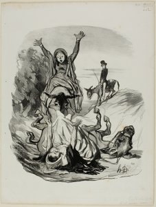 "- O mój Boże, mamo, mamo!........ Na litość boską..... moja córka, moja córka!!!", płyta 26 z Pastorales autorstwa Honoré Victorin Daumier
