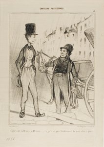 "- Taxi Monsieur Taxi - Nie mam nawet dość, by iść pieszo", płyta 8 z Émotions De Parisiens autorstwa Honoré Victorin Daumier