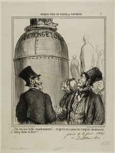 "- Tak... to jest to, co nazywam wspaniałą pracą.... i za jedyne pięć sous za funt... naprawdę się opłaca!", płyta 7 z Croquis Pris Au Salon par Daumier. autorstwa Honoré Victorin Daumier