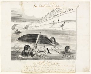 Nowy sposób płynięcia w dół rzeki życia, płyta trzecia z Les Canotiers Parisiens autorstwa Honoré Victorin Daumier