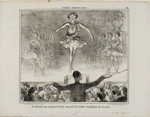 Tancerz, który twierdzi, że zachował wielką tradycję VESTRI, płyta 12 z Croquis Dramatiques autorstwa Honoré Victorin Daumier