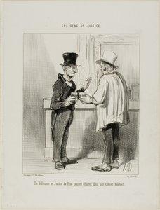 Obrońca w Sądzie Arbitrażowym omawiający sprawy w swoim zwykłym biurze, płyta 27 z Les Gens De Justice autorstwa Honoré Victorin Daumier