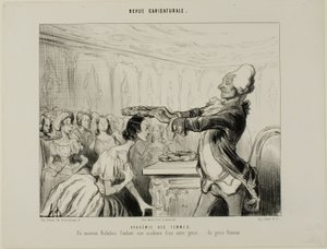Akademia Kobiet. Nowy Richelieu, zakładający nową Akademię innego rodzaju.... płci żeńskiej, płyta 33 z Revue Caricatureale autorstwa Honoré Victorin Daumier