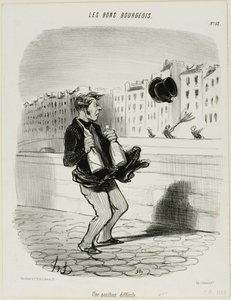 Niezręczna sytuacja, płyta 52 z Les Bons Bourgeois autorstwa Honoré Victorin Daumier