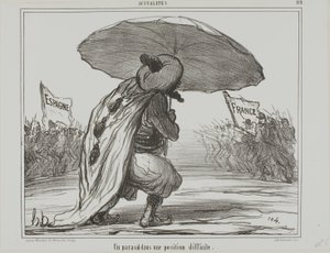 Parasol w trudnej sytuacji, płyta 119 z Actualités autorstwa Honoré Victorin Daumier