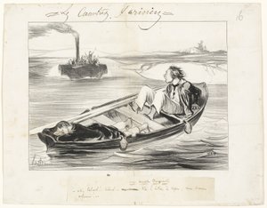 Nieprzyjemne spotkanie, płyta szesnasta z Les Canotiers Parisiens autorstwa Honoré Victorin Daumier