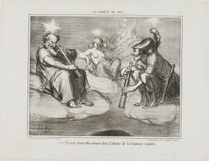 Nawet planety z zainteresowaniem obserwują przybycie słynnej komety, płytka 9 z La Cométe De 1857 autorstwa Honoré Victorin Daumier