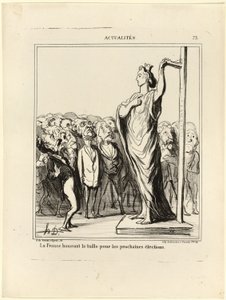Francja przygotowuje się do tego, by jej kandydaci zdali egzamin zgodnie ze standardami, płyta 73 z Actualités autorstwa Honoré Victorin Daumier