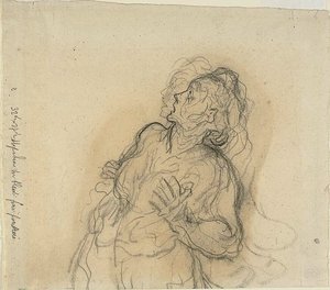 Przerażona kobieta autorstwa Honoré Victorin Daumier
