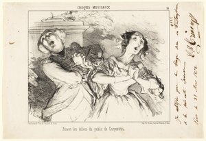 Dając publiczności rozkosz Carpentras, płyta 16 z Croquis Musicaux autorstwa Honoré Victorin Daumier