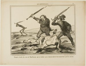 Wielki bunt szczurów z Montfaucon, które nie chcą, by naukowcy zabierali im pożywienie, płyta 12 z Les Hippophages autorstwa Honoré Victorin Daumier