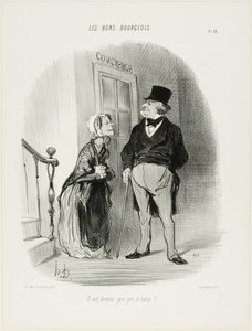 "On stał się Laaaand-Looooord!", płyta 18 z Les Bons Bourgeois autorstwa Honoré Victorin Daumier