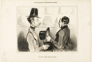 "Pasuje jak ulał!", płytka 34 od Types Parisiens autorstwa Honoré Victorin Daumier