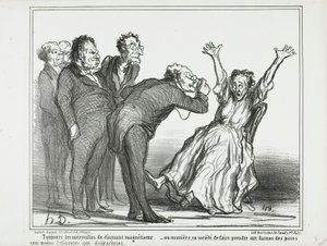Więcej cudów od diamentowego hipnotyzera. Or, how to make the ladies pose in society in exhausting and not very gracious positions, płyta 137 z Actualités autorstwa Honoré Victorin Daumier
