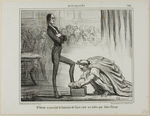 Pan Hume fantazjujący o Juliuszu Cezarze polerującym swoje buty, płyta 388 z Actualités autorstwa Honoré Victorin Daumier