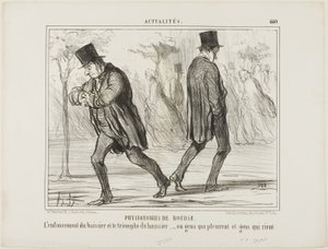 Fizjonomia Giełdy Papierów Wartościowych. Rozpacz baissiera i triumf haussiera - czyli płacz i śmiech, płyta 440 z Actualités autorstwa Honoré Victorin Daumier