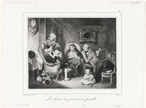 Czytanie gazet w gronie rodzinnym autorstwa Honoré Victorin Daumier