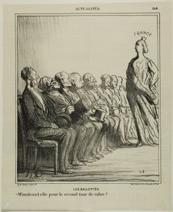Run-Off Elections. "- Czy zaprosi mnie na drugiego walca", płyta 114 z Actualités autorstwa Honoré Victorin Daumier