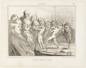 Aztekowie przed naukowcami, płyta 211 z Actualités autorstwa Honoré Victorin Daumier