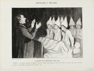 Dormitorium dystyngowanej szkoły z internatem, płyta 14 z Professeurs et Moutards (Profesorowie i łobuzy) autorstwa Honoré Victorin Daumier