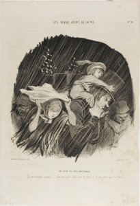 Wieczór święta narodowego. To nigdy nie zawodzi... wychodzisz zobaczyć fajerwerki, a wszystko, co dostajesz, to fajerwerki wodne!, płyta 20 z Les Beaux Jours De La Vie autorstwa Honoré Victorin Daumier