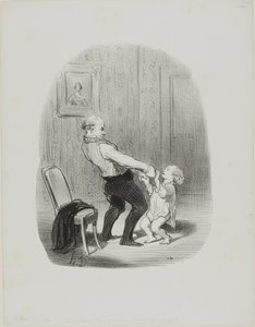 The First Dance Lession, od Les Papas autorstwa Honoré Victorin Daumier