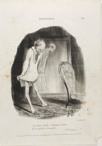 Suknia opada, mężczyzna pozostaje, a nogi się trzęsą. (J.B. Rousseau), płyta 10 z Coquetterie autorstwa Honoré Victorin Daumier