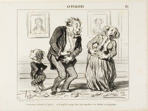 Wnętrze rodziny 2 stycznia - czyli niebezpieczeństwo nieumiarkowanego spożywania niehigienicznych słodyczy, płyta 62 z Actualités autorstwa Honoré Victorin Daumier