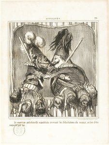 Nowy neapolitański bufon. Przyjmowanie gratulacji od diabła zamiast bycia przez niego porwanym, płyta 229 z Actualités autorstwa Honoré Victorin Daumier