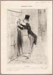 Człowiek z plakatu, płyta 17 z Bohémiens de Paris autorstwa Honoré Victorin Daumier