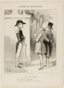 Ogrody Tuileries. "- Tutaj nie wolno palić, sir! - To znaczy w ogrodzie", płyta 10 z Le Chapitre Des Interprétations autorstwa Honoré Victorin Daumier