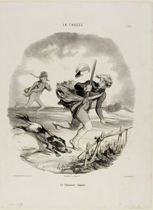 Upolowany myśliwy, płyta 4 z La Chasse autorstwa Honoré Victorin Daumier