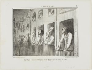 Ulice Paryża zaczynają wyglądać tak każdej nocy, płyta 7 z La Cométe De 1857 autorstwa Honoré Victorin Daumier