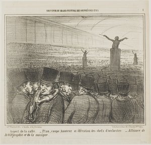 Widok na Wielką Salę, plansza 1 z Souvenirdu Grand Festival des Orphéonistes autorstwa Honoré Victorin Daumier