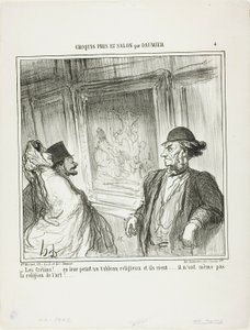 "Co za idioci! Malujesz dla nich religijny obraz, a oni się śmieją.... nie mają nawet oddania sztuce!...", płyta 4 z Croquis Pris Au Salon par Daumier