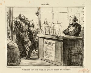 Aktualności nr 252: Skazany za sprzedaż zmielonego piaskowca zamiast brązowego cukru. autorstwa Honoré Daumier