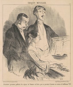Paryscy amatorzy cieszą się pobytem Rossiniego autorstwa Honoré Daumier