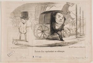 Przyjazd deputowanego w powozie zwanym ślimakiem autorstwa Honoré Daumier