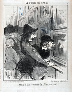 Grafika: Honore Daumier (1808-1879). Charivari pochodzi z 1852 roku: Serie LE PUBLIC DU SALON - „”Artyści badający obraz rywala””MUSEE DES BEAUX ARTS – PALAIS LONGCHAMP, MARSEILLE autorstwa Honoré Daumier