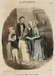 W Nowy Rok, obowiązkowa wizyta u ciotki Rabourdin autorstwa Honoré Daumier