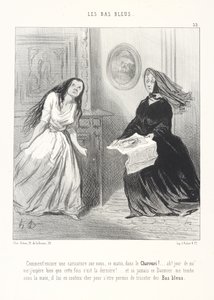 Co takiego! Kolejna karykatura o nas dziś rano w Charivari! ... Ach, na moje życie! Mam wielką nadzieję, że tym razem to ostatnia! ... A jeśli ten Daumier kiedykolwiek wpadnie mi w ręce, drogo zapłaci za to, że ośmielił się robić na drutach niebieskie autorstwa Honoré Daumier