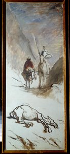 Don Kichot i martwy muł Ilustracja z powieści Miguela Cervantesa „Don Kichot z Manchy” (El ingenioso Hidalgo Don Kichot z La Manchy). Obraz Honore Daumiera (1808-1879). XIX w. niedz. 1,32x0,54m. autorstwa Honoré Daumier