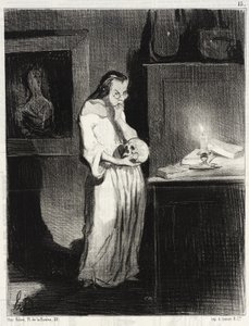 Humanitarna literatka oddająca się mężczyźnie... autorstwa Honoré Daumier