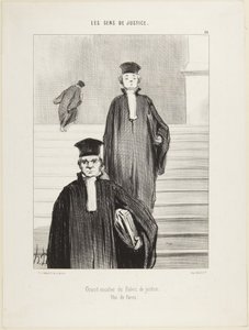 Wielkie schody Pałacu Sprawiedliwości, widok od frontu, numer 36 z serii Ludzie sprawiedliwości autorstwa Honoré Daumier
