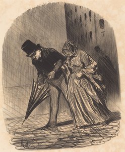 Wada zbyt skomplikowanego parasola ze sprężynami autorstwa Honoré Daumier