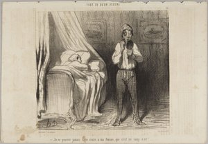 Nigdy nie zdołam przekonać żony, że to był przeciąg!, numer 22 z serii Wszystko, czego tylko zechcecie z Le Charivari autorstwa Honoré Daumier